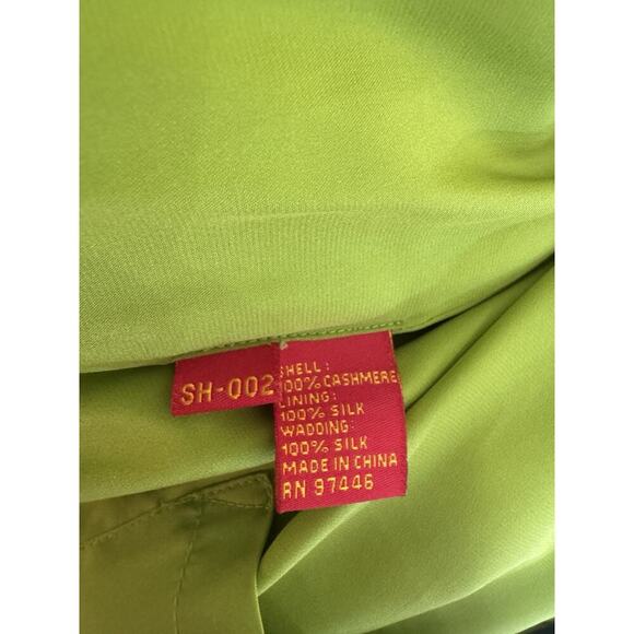 Shanghai Tang 100% Cashmere Lime Green Coat Jacket WMN's 44.100% Silk Lining - Picture 13 of 15